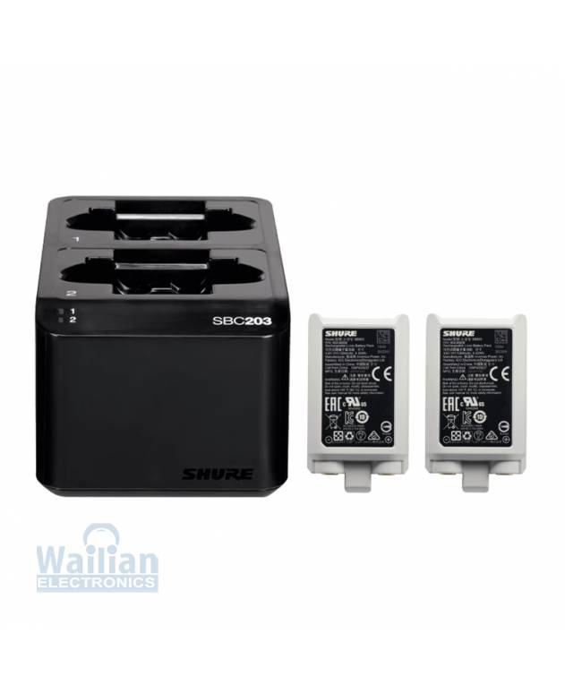 Shure SBC203 Dual Docking Recharging Station + Shure SB903 Rechargeable Battery 2pcs (for SLXD/ SLXD+)