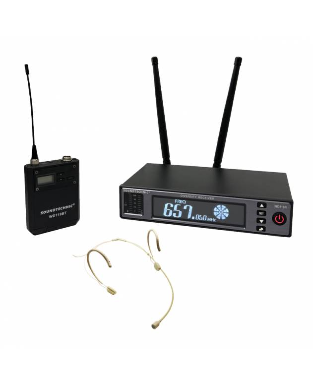 Soundtechnic WD119BT Wireless Bodypack System with H6T Headset Microphone, Skin Color